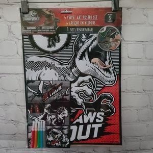 Jurassic World. 4 Velvet Art Poster Set.